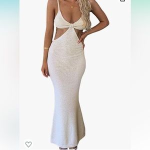 Beige dress cutout